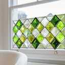 3 x Window Privacy Film 39.317.7 Inchs Stained Glass Window Film Home Decoration Anti-UV Sun Blocker Heat Control Windows Decorations Removable Static Cling Stickers for Living Room PVC