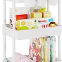 UDEAR 3-Tier Rolling Utility Cart, Multifunctional Storage Shelves with Handle and Lockable Wheels for Room, Office, Kitchen, Bathroom, White 