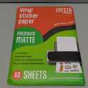 JOYEZA Premium Printable Vinyl Sticker Paper for Inkjet Printer - 80 Sheets Matte White Waterproof, Dries Quickly Vivid Colors, Holds Ink Well- Tear Resistant - Inkjet & Laser Printer