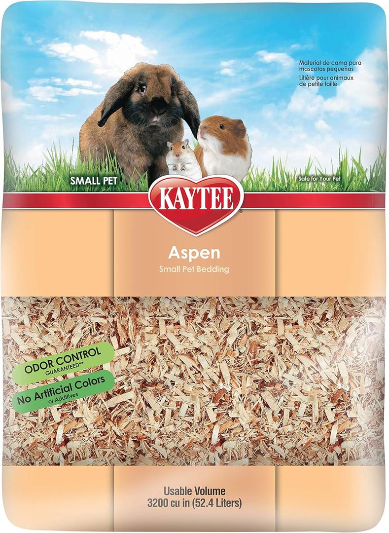 Kaytee Aspen Small Animal Pet Bedding For Pet Guinea Pigs, Rabbits, Hamsters, Gerbils, and Chinchillas, 52.4 Liters (Tan)
