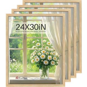 24x30 Poster Frame set of 4, Natural Oak Wood Picture Frame, Wall Hanging