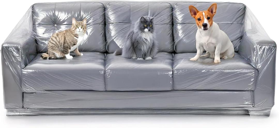 Besti Plastic Couch Cover for Pets - Clear Slipcovers for Big Sofas - Dust, Water, Dirt Furniture, Upholstery Protectors for Home, Living Room - Dog and Cat Scratch, 96x42x40
