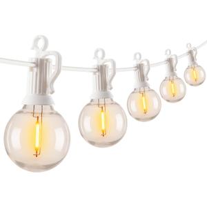Outdoor String Lights - 50 Ft Waterproof Connectable Commercial LED Patio Lights with 25 G40 Globe Bulbs, All Weatherproof Hanging Globe Light for Outside Backyard Porch Party Decoration (White)