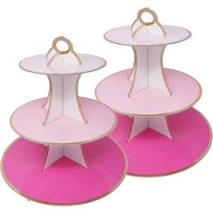 3-Tier Dessert & Cupcake Decorative Serving Tray Stand for Birthdays and All Themed Parties & Events, 2 Serving Towers Per Pack (Pink Ombre) 3-Tier Dessert & Cupcake Decorative Serving Tray Stand for Birthdays and All Themed Parties & Events, 2 Serving Towers Per Pack (Pink Ombre)