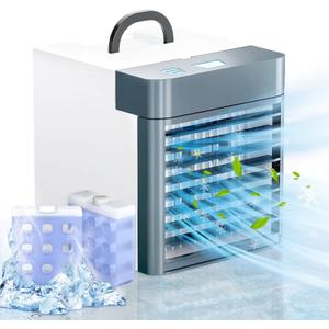 Portable Air Conditioners Fan, Anti-leakage Water Mini Air Cooler with 3 Speeds, Personal Ice Air Conditioner for Room Desk Office Home Tent (White)