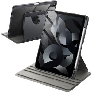JETech Rotating Case ONLY for iPad Air 11-Inch M4/M3/M2 (2026/2025/2024), iPad Air 5/4 (2022/2020 5th/4th Generation 10.9-Inch), 360 Degree Rotation Protective Stand Cover Clear Back (Space Gray)