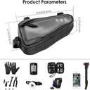 WOTOW Bike Frame Storage Bag, Water Resistant Reflective Bicycle Triangle Bag with Two Side Pockets, Strap-On Under Seat Tool Accessories Pouch for Mountain Road Bike Trip (2L)