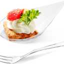 TOFLEN 100ct Mini Appetizer Plates with Tasting Forks, 4 Inch Tear Drop Tasting Spoon Mini Dish Bowls, Clear Plastic Party Serving Hors D'oeuvres Plates for Desserts