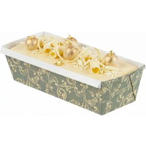 Restaurantware Paper Loaf Pan 100 Count 10.2 x 4 x 2.7 Inches 54 Oz Greaseproof Baking Loaf Mold, Vintage Floral Design Oven Safe Freezer Safe Rectangular Green Baking Pan For Cakes And Bread