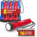 Eveready LED Flashlight Bright Reliable Flashlights for General Purpose, Great for Camping, Car, Emergency Storm Power Outage Handheld Flashlight (Batteries Included) (8 Pack, Blue/Red)