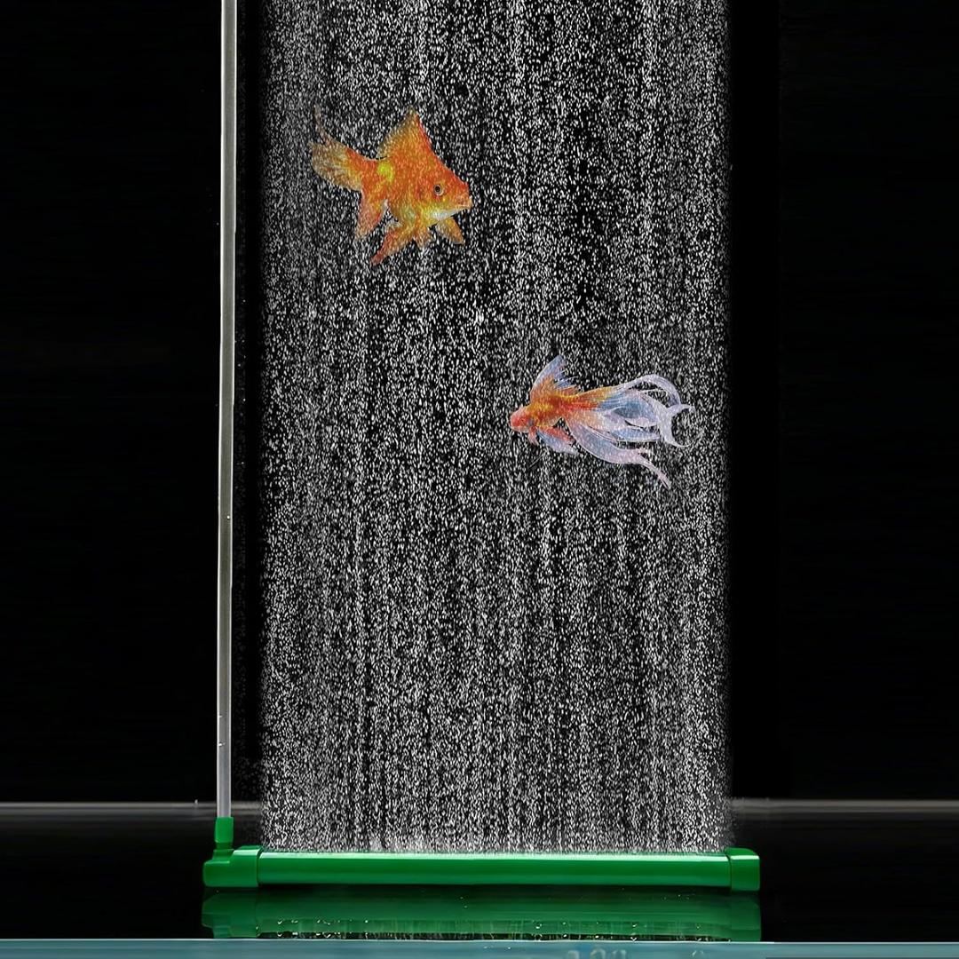Aquarium Air Bubble Bar, 6.3 Inch Double Row Fine Micro Air Bubble Curtain Wall, Self-Sinking Design High Dissolved Oxygen Diffuser Fish Tank Bubbler for Freshwater Saltwater Hydroponics