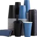 SIUQ 500 Pack 16 oz Disposable Coffee Cups with Lids and Sleeves, To Go Paper Cups, Hot & Cold Drinking Cups for Tea, Coffee, Water, Hot Chocolate, Paper Coffee Cups Ideal for Home,Cafes,Store