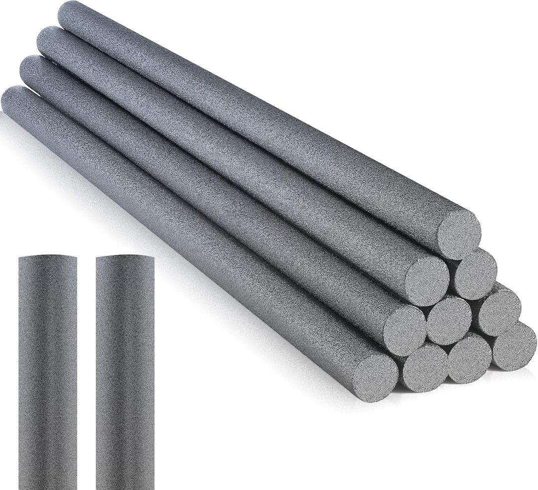 Kathfly 12 Pcs Floating Pool Noodles Foam Tube 1.5 x 35 Inches Floating Foam Tube Round Solid Noodle for Adults Swimming Craft Project(Ash Black)