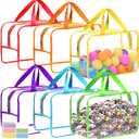 12.6 * 9.25 * 6.9 IN Extra Large Toy Storage Bags, 6 Packs Clear Colorful Waterproof Toy Organizer Bags with Labels, Dual Zippers and Portable Handheld Design, Board Game Storage for Building Blocks