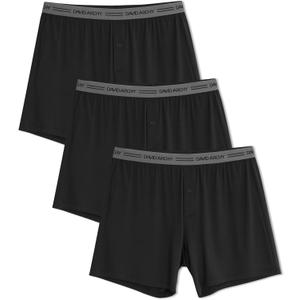 DAVID ARCHY Moisture Wicking Viscose Men's Boxers Silky Soft and Breathable Boxers for Men with Button Fly 3 Pack (Large, Black)