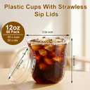 50 Pack 12 oz Clear Plastic Cup With Sip Lids ,Thickened Disposable Iced Coffee Cups for To Go Cold Drinks Latte Juice Smoothie Slushie Milkshake For Drink Shop Parties Events, Leakproof & BPA-Free