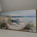 YDYSUNE Blue and White Coastal Wall Art Framed Canvas Picture - Beach Ocean Seascape Scenery Painting Artwork for Living Room,Bedroom Decoration Ready to Hang 24x48 Inches