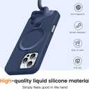 Liquid Silicone Case for iPhone 16 Pro Max with Magnetic Ring Stand, Military Grade Shockproof Protection, Anti-Scratch Microfiber Lining Covers for iPhone 16 Pro Max, Dark Blue