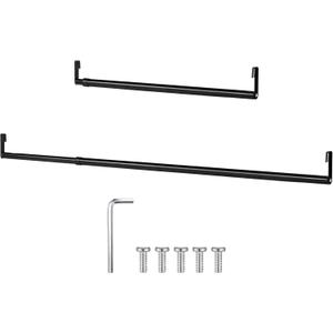 Threehoney Expandable Closet Rod for Wire Shelf Hanging Clothes Adjustable Heavy Duty Closet Hanging Rod Extender Heavy Duty Hanger Bar Metal Poles for Wardrobes Hanger, 1 Pack(36-60 Inch,Black)