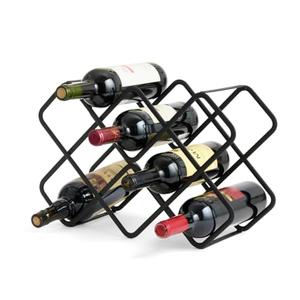 Podovine Metal Wine Rack – Matte Black Carbon Steel, 10-Bottle Countertop & Hangable Wine Holder, Modern Geometric Design, Rustproof, Under-Cabinet Display, No Assembly Needed for Countertop Use