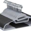 Amazon Basics Rubber Coated Plastic Hangers, Pack of 50, Gray