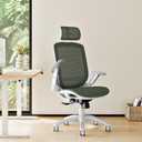 GABRYLLY Ergonomic Office Chair, High Back Home Desk Chair with Headrest, Flip-Up Arms, 90-120 Tilt Lock and Wide Cushion, 300LBS Mesh Chairs for Man Woman, White Task Chair(Olive Green,GY01WOG), Medium