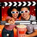 Movie Night Photo Booth Props 22.45x14.18 Inch Movie Theme Photo Booth Fame Prop Selfie Frame Film Clapper Board for Birthday Graduation Festivals Anniversary Wedding Party Supplies