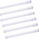 6 Pack Spring Tension Curtain Rod, 23.6-43.3 Inches Tension Rods Cupboard Bars Adjustable Spring Steel Tensions Rod Shower Rod Closet Rod