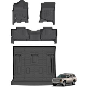 Hutisya-Floor Mats & Cargo Liner Set Fit for Chevy Tahoe/GMC Yukon(Not XL)/Cadillac Escalade 2007-2014 All Weather Protection Anti-Slip & Durable TPE Full Set Liners Automotive Accessories