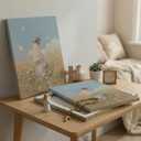 Jesus Leaves the 99 Sheep Canvas Wall Art Jesus in Wildflower Field Wall Decor Picture Christ Spiritual Faith Poster Print for Living Room Bedroom Church Paintings Decoration Prepare To Hang (16"L x 12"W)