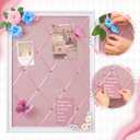 DoubleFill White Bulletin Board 21"27" Linen Fabric Decorative Board Hanging Memo Boards for Women Large Cork Bulletin Boards for Home Office with 20 Pushpins - Pink Linen with White Frame
