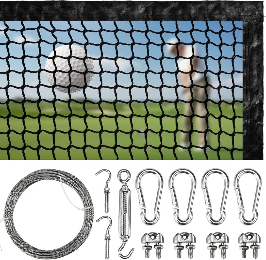 Golf Net,Golf Practice Net with 33 ft Steel Wire Rope and Hanging Kit, Heavy Duty Golf Hitting Net, Also as Hockey Net and Chipping Net - 7ft,10ft, 15ft, 25ft, 30ft, 40ft, 10x40 ft