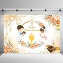 7x5ft Mi Baptism Backdrop Nuestra Primera Comunion Christening Photography Background God Bless Mi Primera Comunin Mi Bautizo White Floral Party Decorations Banner Photo Props