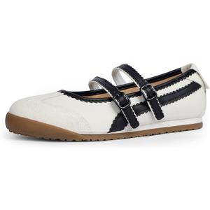 Tigeridea Mary Jane Sneakers Two Strap Rounded Toe Ballet Flats for Women Size 6