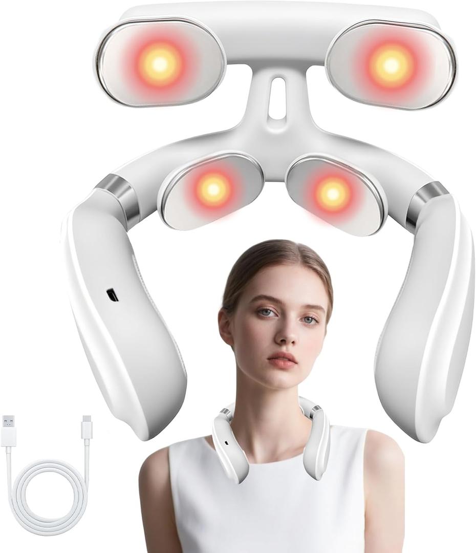 Magic Pro 2.0 Neck Massager - Upgraded Neck Massager Ergonomic Design Portable Lightweight with Heat & Vibration Modes