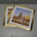 12x12 Picture Frame Set of 2, 12 x 12 Wood Photo Frames with Mat for 10x10 or 30x30cm Diamond Art Painting, Wooden Frame with Real Glass Cover for Wall and Tabletop Display, Gold
