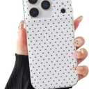 Compatible with iPhone 17 Pro Case, Fashion Cute Aesthetic Polka Dot Phone Case for Women, Shockproof Slim Soft TPU and Hard PC Protective Phone Cover for iPhone 17 Pro 6.3", White