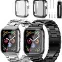 Stainless Steel Band and Case Compatible With Apple Watch Iwatch Ultra Series 11 10 9 8 7 6 5 4 3 2 1 SE 49mm 45mm 46mm 44mm 42mm 41mm 40mm 38mm,Men Women Classic Classy Metal Business