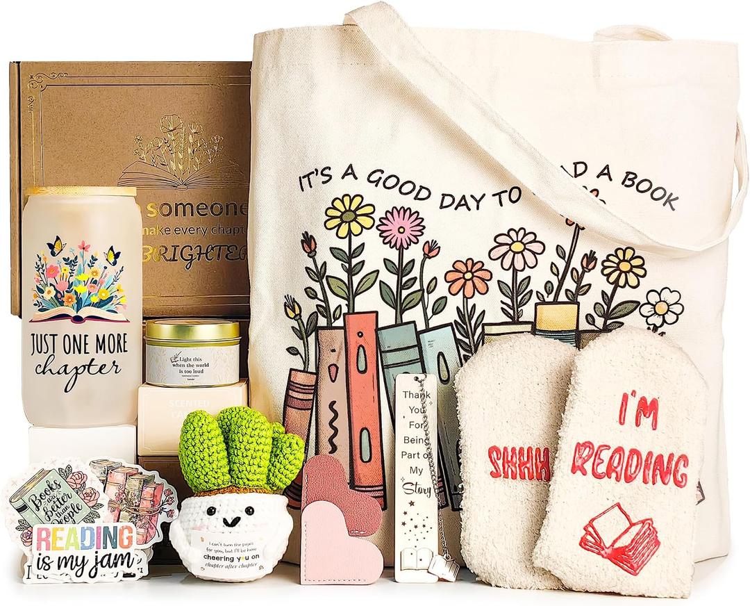 MHSMHL Book Lovers Gifts for Women, Gifts for Book Lovers Women, Bookish Gift for Readers, Reading Accessories Gift for Reading Club Present for Christmas Birthday White Elephant Secret Santa