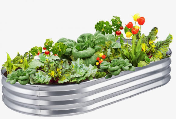 Raised Garden Bed, 70.9x35.4x11 inch Galvanized Metal Planter Box, Outdoor Planting Boxes with Open Base, for Growing Flowers/Vegetables/Herbs in Backyard/Garden/Patio/Balcony, Silver