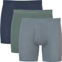 Hanes Originals Supersoft Boxer Briefs, Viscose from Bamboo Men's Underwear, Solids & Prints, 3-Pack (Large, Grey/Green/Navy)