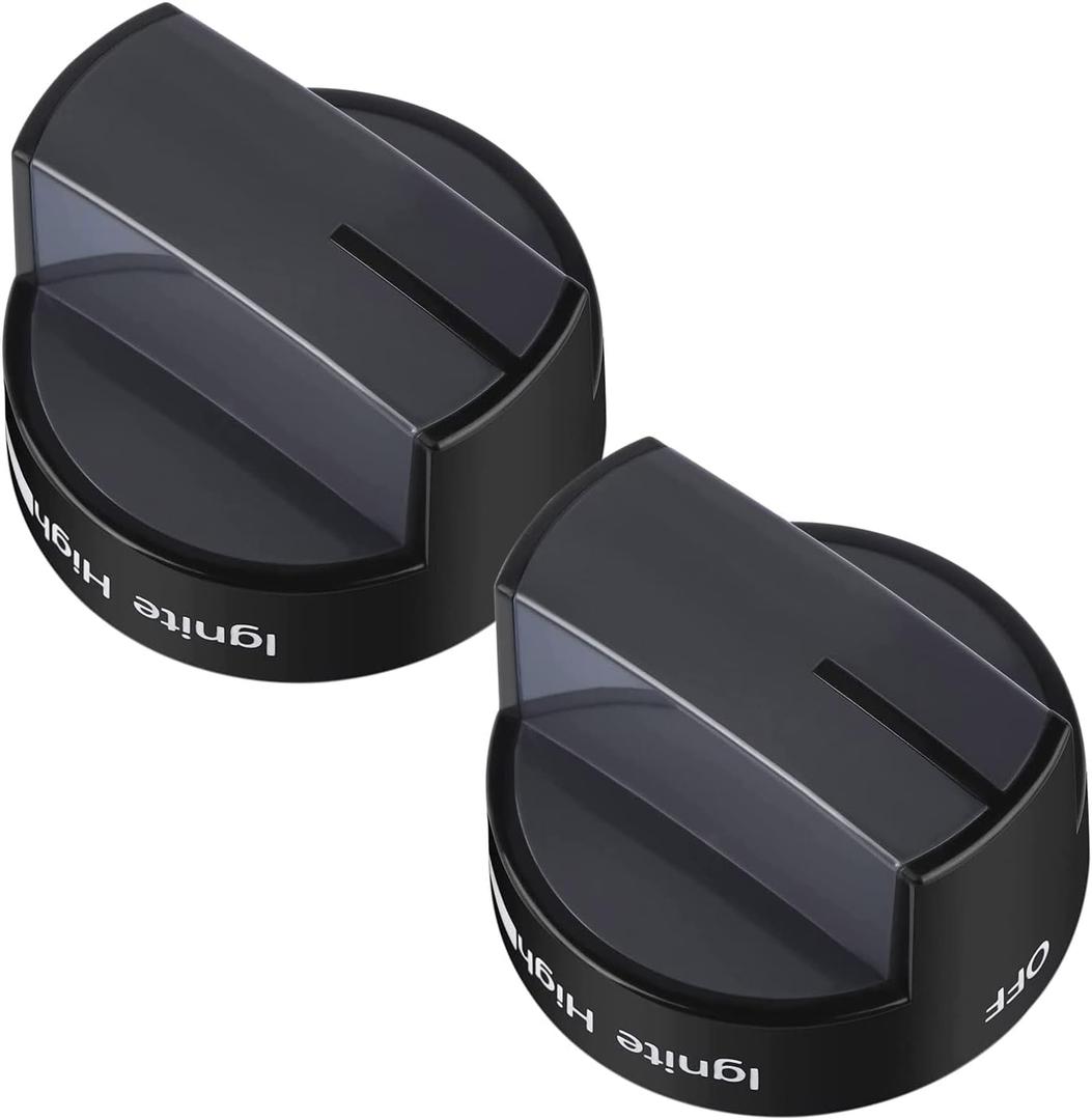 W10339442 Whirlpool Stove Knobs Cooktop Surface Burner Control Knobs Black Compatible with Whirlpool Gas Range/Stove/Oven - Repalces: W10339442, WPW10339442VP, 2311008, AP6019877 (Pack 2)