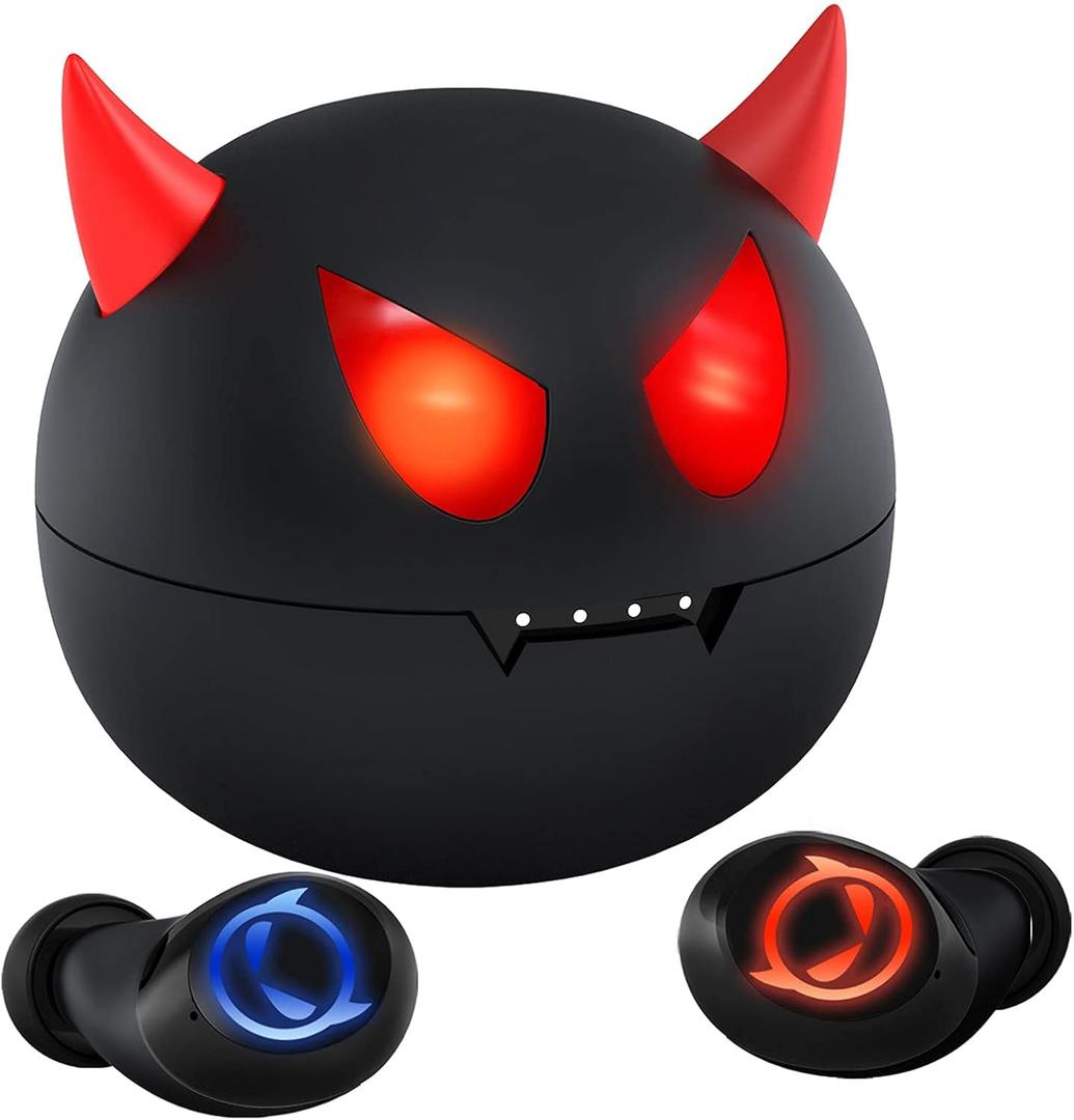 Tiny Bluetooth Earbuds,Kids Wireless Ear Bud with Cute Charging Case, Waterproof Stereo Wireless Earphone with Micphone for Workout Sport,Kids Headphones for Phone and Pad (A-Little Devil) Tiny Bluetooth Earbuds,Kids Wireless Ear Bud with Cute Charging Case, Waterproof Stereo Wireless Earphone with Micphone for Workout Sport,Kids Headphones for Phone and Pad (A-Little Devil)