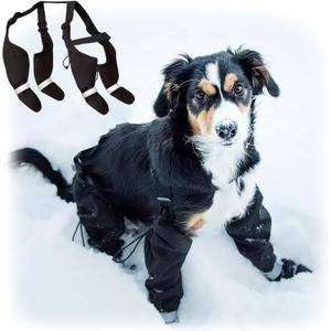 yucca Dog Suspender Booties, Paw Boot Leggings Anti-Slip, Pet Snow Pants with Attached Boots Waterproof, Adjustable Suspender Shoes for Dogs Winter Snow Rain Hiking Paws Protector, L