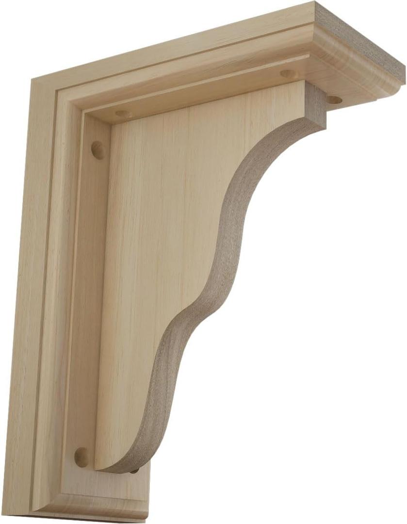 Ekena Millwork BKT03X07X09HARW Hamilton Traditional Wood Brackets, 3 1/2"W x 7"D x 9"H , Rubberwood