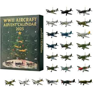 WWII Aircraft Advent Calendar 2025, 24 Mini Warbirds Christmas Countdown Calendar with Fighter Planes, Bombers & Historical Aircraft Models, Airplane Advent Calendar for Collectors & Aviation Lovers