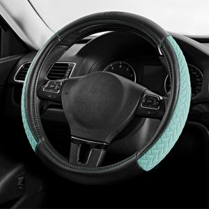 Skechers Steering Wheel Cover,Max Cushioning Leather Steering Wheel Cover Universal Fit 14" 1/2-15" Car Wheel Protector for Men Women Fit Suvs,Vans,Sedans,Car,Trucks,Mint
