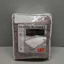 Electric Heated Throw Blanket - 50"x60" Fast Heating Bed Blankets with 6 Heating Levels & 4 Hours Auto Off, Soft Ribbed Flannel Sherpa, Over-Heated Protection ETL, Light Gray