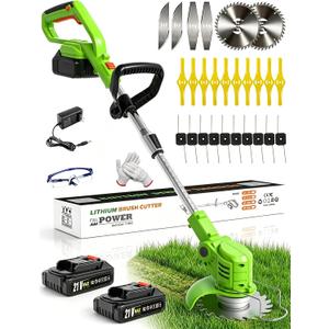 Electric Weed Wacker,21V Lightweight Cordless Weed Eater with Metal Blade