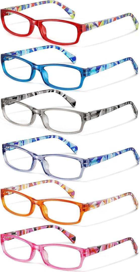 5Pack Reading Glasses for Women - Blue Light Blocking Spring Hinge Computer Readers Anti Glare UV Eyeglasses (2.0 X, Mix6)